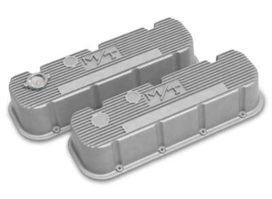 Holley 241-150 Natural Tall Finned M/T Valve Covers for Big Block Chevy Engines - Imagen 1 de 7
