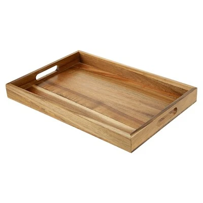 Acacia Wood Serving Tray with Handles, Patters for Serving Food Party, 16.5"