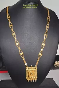 Collana Catena Lunga Indiana Pakistana Placcata Oro Designer Mala - Foto 1 di 3