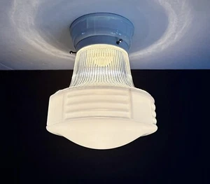 Antique 1920s 30s Art Deco Nouveau Victorian Glass Gatsby Ceiling Light Fixture - Picture 1 of 19