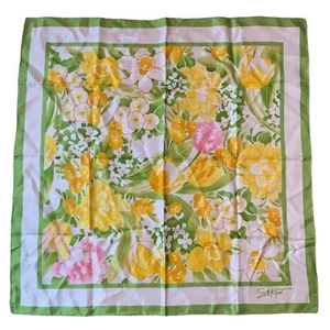Sciarpa vintage 1978 Avon scoppio di primavera narcisi floreali S.W.Kent giallo Pasqua - Foto 1 di 8