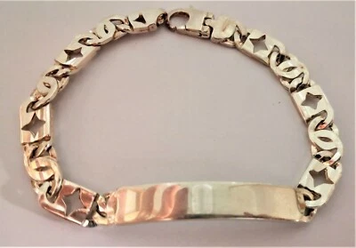 BRACCIALE ARGENTO UOMO DONNA TARGHETTA INCISIONE NOME PERSONALIZZABILE INCLUSA - Immagine 1 di 2