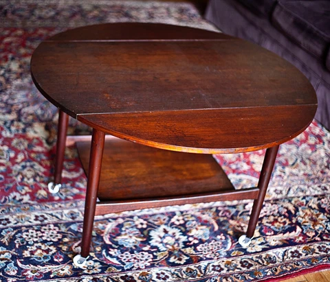 Antique hand made 1850s oak, serving, buffet, drop leaf, table, rolling wheels Cover