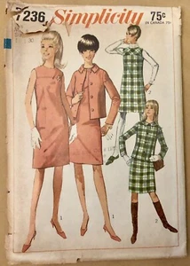 Simplicity Sewing Pattern 7236 Size 8  Dress Jacket 1967 Vintage Uncut - Picture 1 of 2