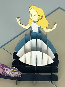 Alice im Wunderland 3D Pop Up Karte MadHatter Grinsekatze rot Muttertag - Bild 1 von 3