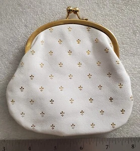 Vintage Purse Handcrafted White & GOLD Leather Italy - Picture 1 of 6