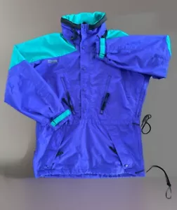 Vintage 90’s Columbia Jacket Small Snowboard Ski Anorak Colorblock Hood 1/2 Zip - Bild 1 von 14