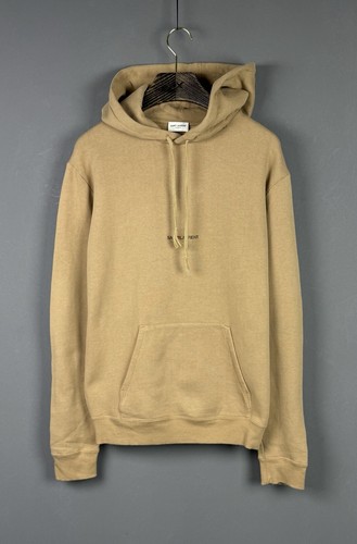 SAINT LAURENT (YSL) Felpa con cappuccio pullover donna SAINT LAURENT sabbia beige logo davanti taglia XS