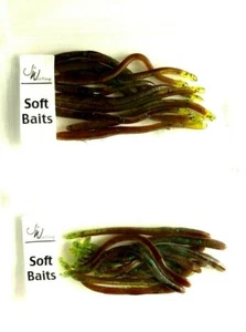 Jed Welsh 4.5" Straight Worm Brown Chartreuse Vein 10ct and Brown Mint Vein 10ct - Picture 1 of 12