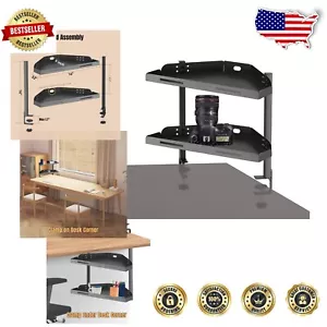 Lightweight Triangular Clamp-On Desk Shelf - 2 Tiers for Organized Workspaces - Picture 1 of 8