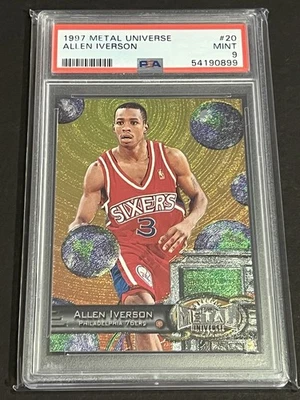 1997-98 1997 METAL UNIVERSE ALLEN IVERSON #20 PSA 9 MINT VERY TOUGH GRADE - Image 1 of 2