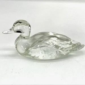 Vtg Crystal Duck Paperweight Figurine Clear Water Fowl Mallard Collectible - Picture 1 of 8