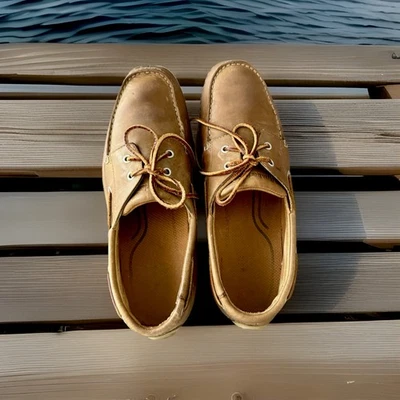 (DE COLECCIÓN) ZAPATOS MOCASÍN/BARCO TIMBERLAND BOSTON 'COSIDOS A MANO' CAQUI-BEIGE PARA HOMBRE 9 Foto 1 de 4