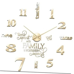 3D Large Frameless DIY Wall Clock Modern Decor Family Quote Wall Stickers - Picture 1 of 7