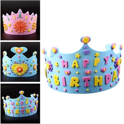  Couronne d'anniversaire chapeaux papier lettre diadème couronne fournitures de - Photo 1/4