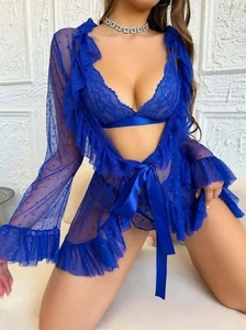Sexy transparenter Netz Body Dessous - Ganzkörperstrumpf Babydoll Nachtwäsche, Geschenk - Bild 1 von 7
