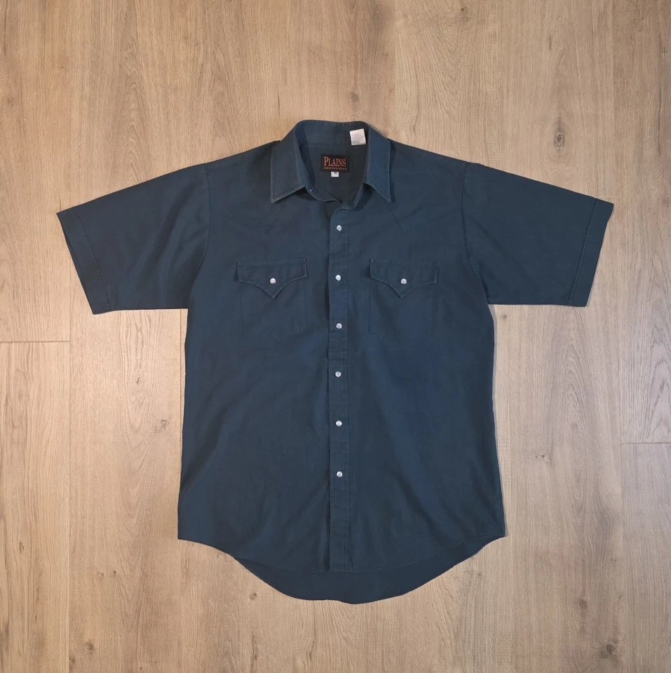 Camisa de hombre vintage Plains Western Wear/verde talla M Foto 1 de 4
