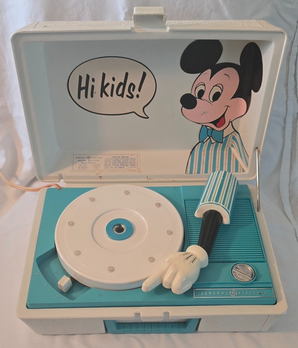 Mickey Mouse レコードプレーヤーとDISCOレコードセット 送料無料】ビンテージ DISNEY MICKEY MOUSE GE ディズニー