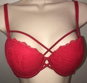 Sujetador push up de encaje rojo Victorias Secret ROSA fecha talla 36C - Imagen 1 de 6