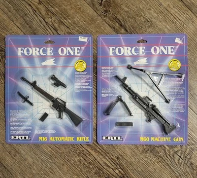 Juego de ametralladoras Force One fundidas a presión M60 y M16 juguetes de metal vintage 1989 selladas Foto 1 de 3