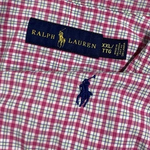 Ralph Lauren Mens XXL Shirt Long Sleeve Pink Plaid Button Down Preppy Cotton - Picture 1 of 6