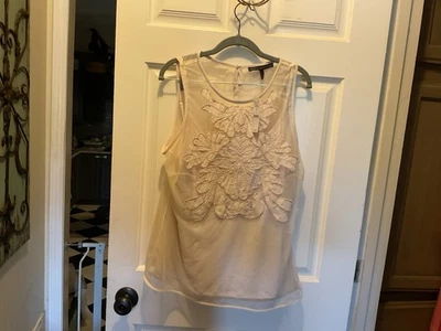 White House Black Market Beaded Appliqué Tank Top With Cami Size Large NWT - Image 1 of 4