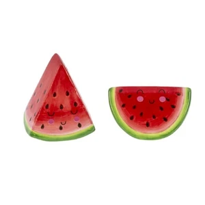 Ganz Lächelnde Wassermelone Keramik Salz und Pfefferstreuer Set 2,75 Zoll Mehrfarbig - Bild 1 von 2