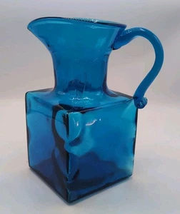 Jarra óptica burbuja de vidrio azul cuadrada Clevenger Brothers - Imagen 1 de 11