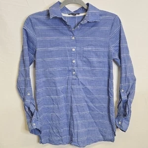 Camisa Tommy Hilfiger Manga Redonda a Rayas, Azul y Blanco, Para Mujer Talla XS - Imagen 1 de 6