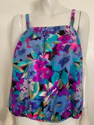 Robby Len women's spring summer swimsuit tankini top colorful flower size 20W - Image 1 of 4