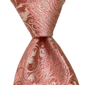 ERVE JACQUES Herren 100 % Seide Krawatte 59 1/4" ITALIEN Designer FLORAL Pink/Elfenbein EUC - Bild 1 von 3