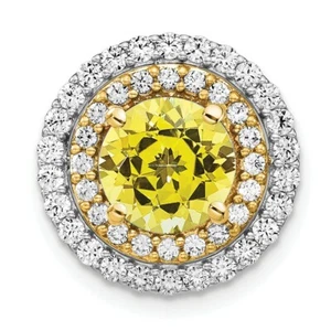 14K Two-tone Gold Lab-Created Diamond & Created Yellow Sapphire Pendant - Picture 1 of 2