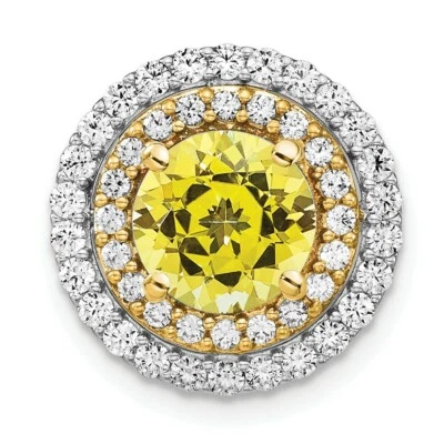 14K Two-tone Gold Lab-Created Diamond & Created Yellow Sapphire Pendant - Image 1 of 2