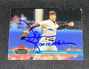 Dennis Rasmussen Padres Signed Auto 1991 Topps Stadium Club Card #169 ~ COA - Imagen 1 de 3