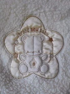 Rene Rofe Cream Brand New Baby Bear Baby Blanket Satin Trim Beige - Picture 1 of 4