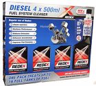 4 x 500ml Redex One Shot Diesel Fuel Engine Cleaner Injection Redx Red x