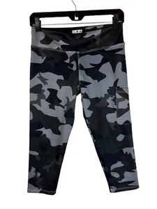 Lacoa Sports Camo Print Crop Pocket Legging S Black Gray Tennis Womens Small - Picture 1 of 12