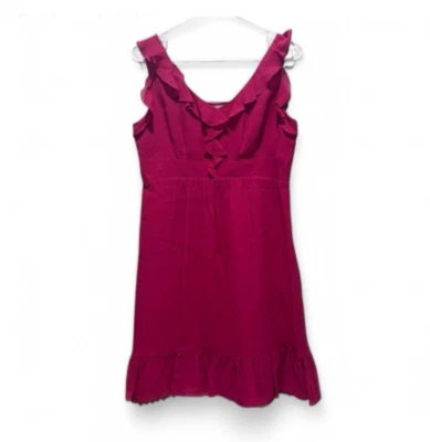 Mini Vestido Moulinette Soeurs Anthropologie Magenta Volantes Talla 6 100% Seda Foto 1 de 4