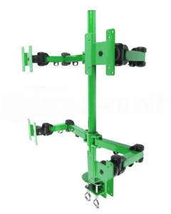 MonMount Heavy Duty Deluxe Green Quad LCD Desk Mount Stand Clamp 4 Monitors - Picture 1 of 4