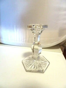 5 1/4" CRYSTAL CANDLE HOLDER-PANELED STEM-HEXAGON BASE/TOP- - Imagen 1 de 4