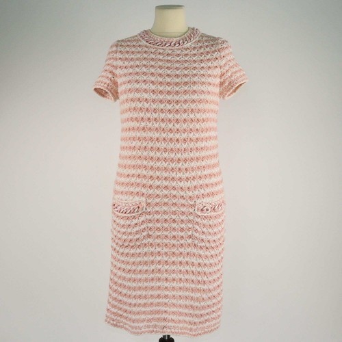 Mini Abito Chanel Pesca Bianco Uncinetto Resina Catena Link