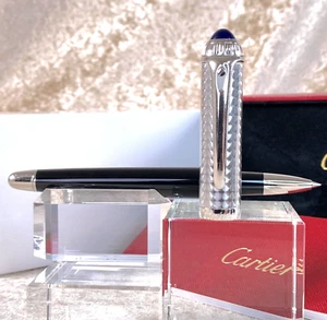 Cartier Tintenroller Circular Grain Silber Schwarz mit Etui & Papieren - Bild 1 von 18