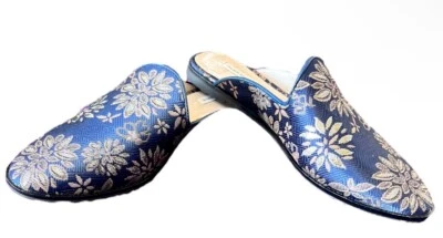 Alex Marie 花卉蓝色金属织物皮革穆勒鞋女式 7M 码展示新品 — 第 1/4 张图片