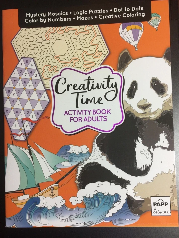 Creativity Time Activity Book Adults Color by Number Mazes Dot to Dots Pixel Art