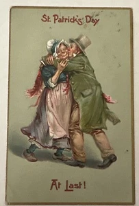St Patrick's Day TUCKS 106 Frances Brundage Old Man Kissing Woman Postcard - Picture 1 of 2