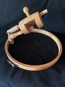 Embroidery Wooden Hoop With Table Clamp Style. Good Condition 10" - Picture 1 of 7