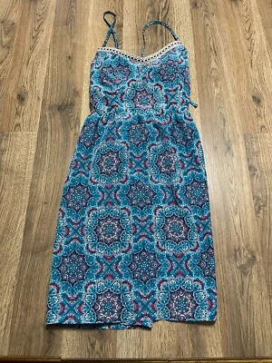 Vestido Tres Corazones Rosa, Para Mujer Mediano, Azul Rojo Blanco, Floral, Correa de Espagueti Foto 1 de 4