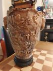 Vintage Heavy 4.7kg Oriental Style Resin Vase with Elephant Handles 31cm FAULTY