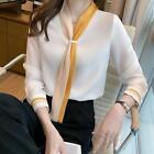 Korean Fashion Chiffon Women Spring Fall Business Career Work Tops Blouse Shirts