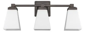 3-Light Oil Rubbed Bronze Bathroom Light Fixture 22" Bar White Square Glass New! - Picture 1 of 3